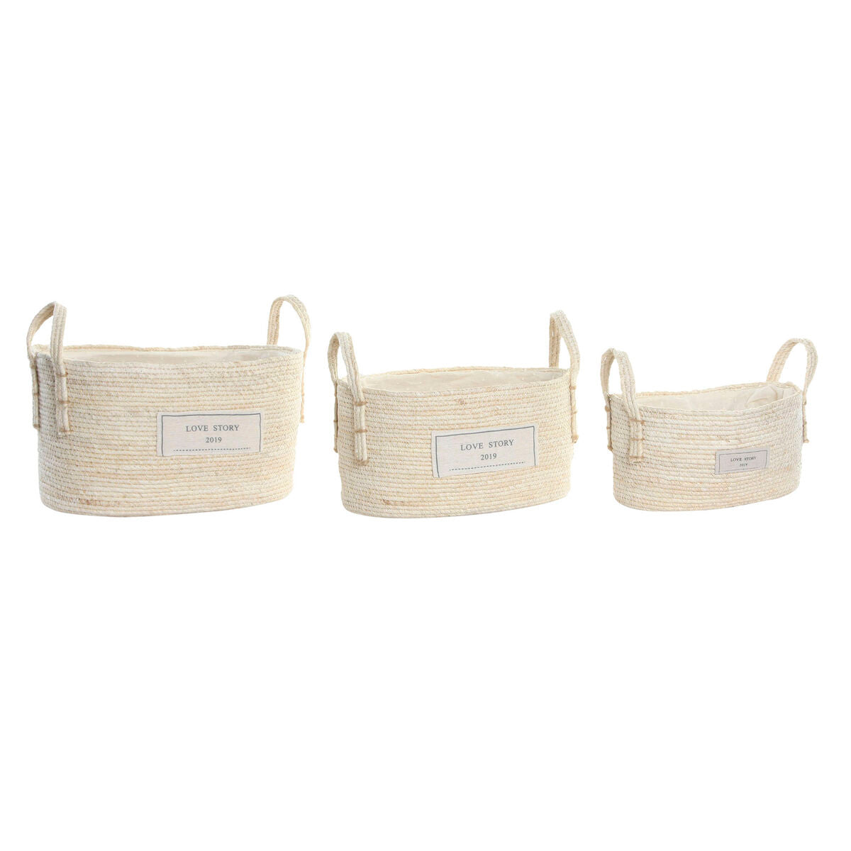 Juego de 3 cestas de fibra natural, tonos marrón, boho