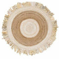 Alfombra de algodón y yute beige y marrón, 200 x 200 x 1 cm