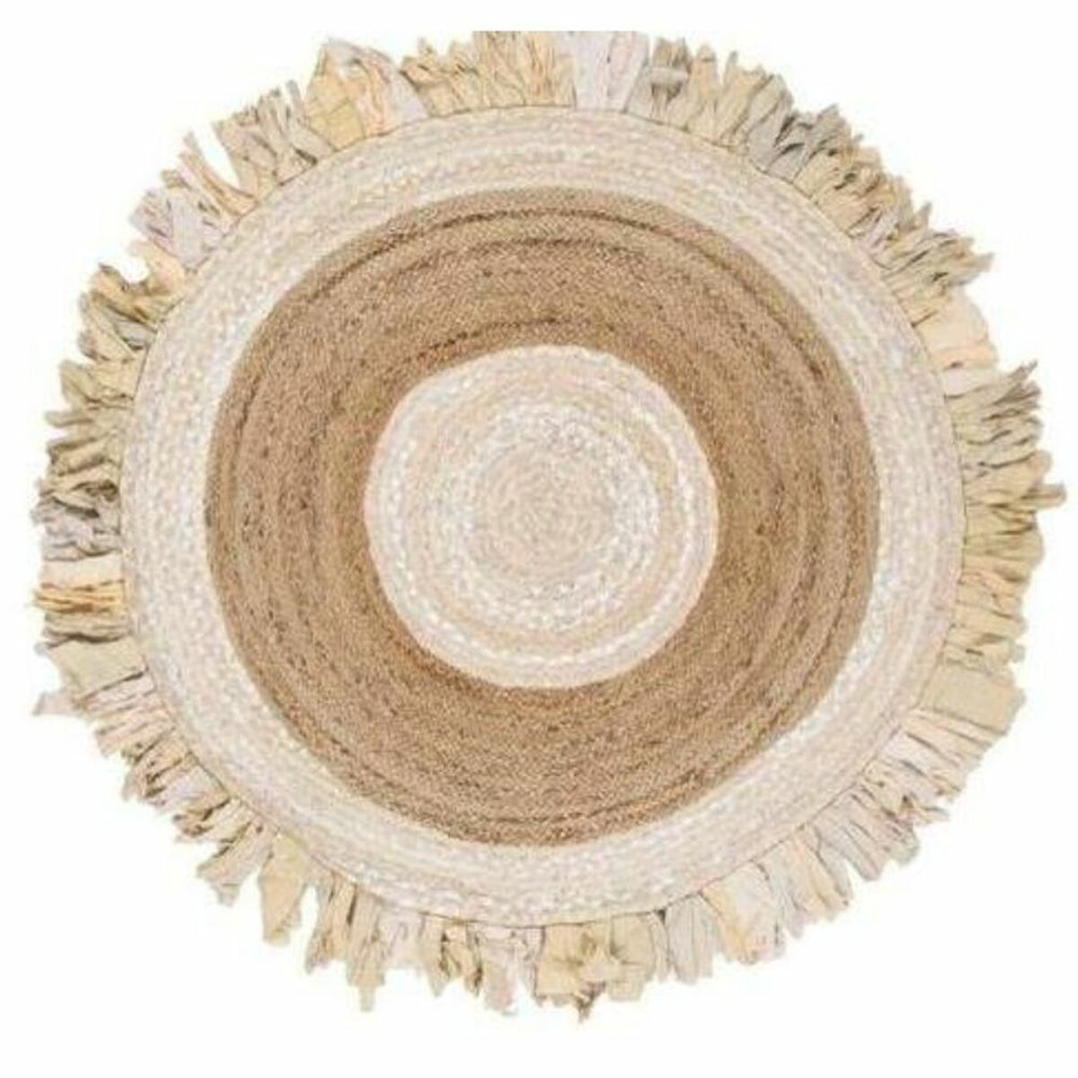 Alfombra de algodón y yute beige y marrón, 200 x 200 x 1 cm