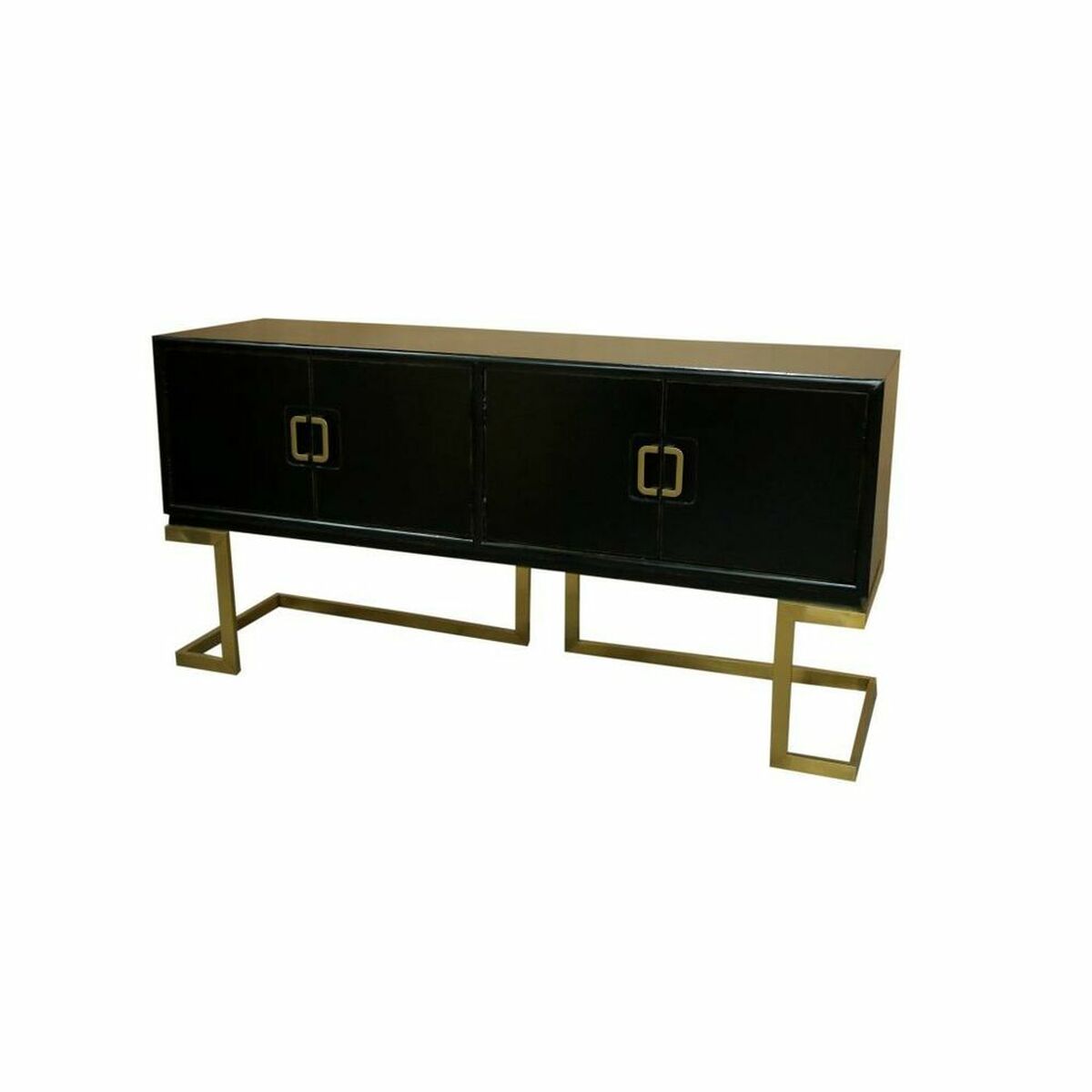 Aparador de metal y álamo en negro, bronce y dorado, 180 cm