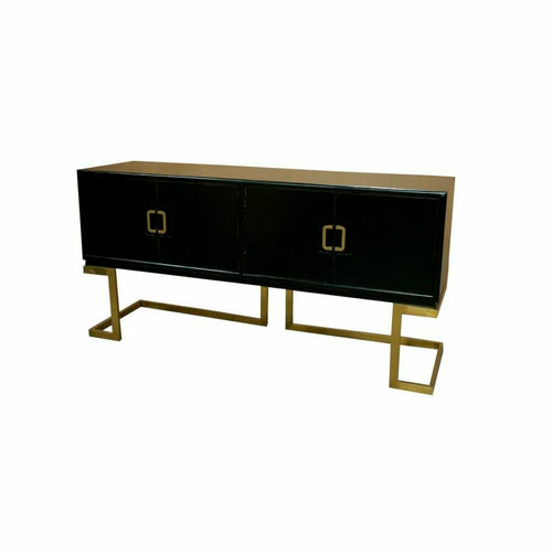 Aparador de metal y álamo en negro, bronce y dorado, 180 cm