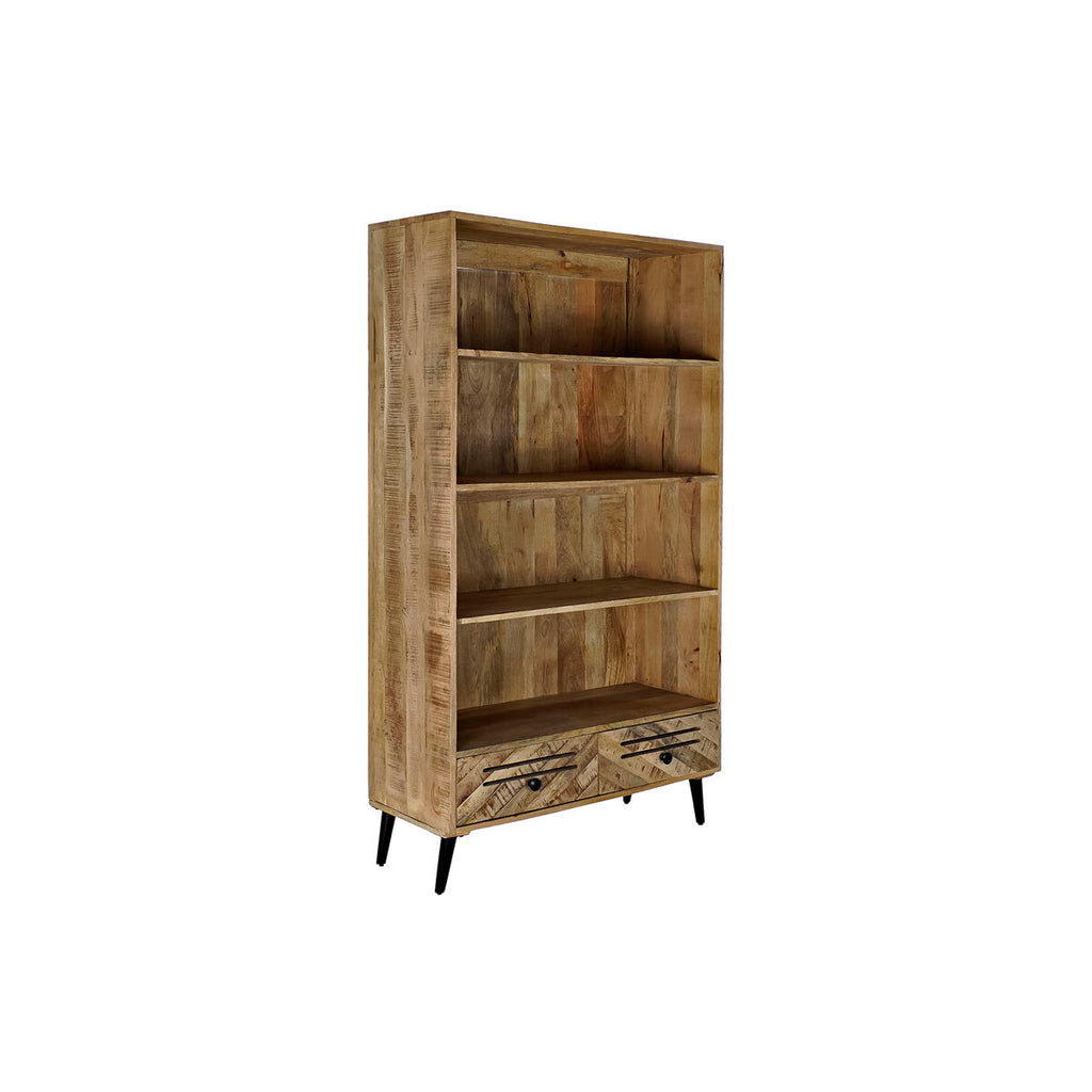 Estantería negra de metal y madera de mango, 100 x 40 x 180 cm