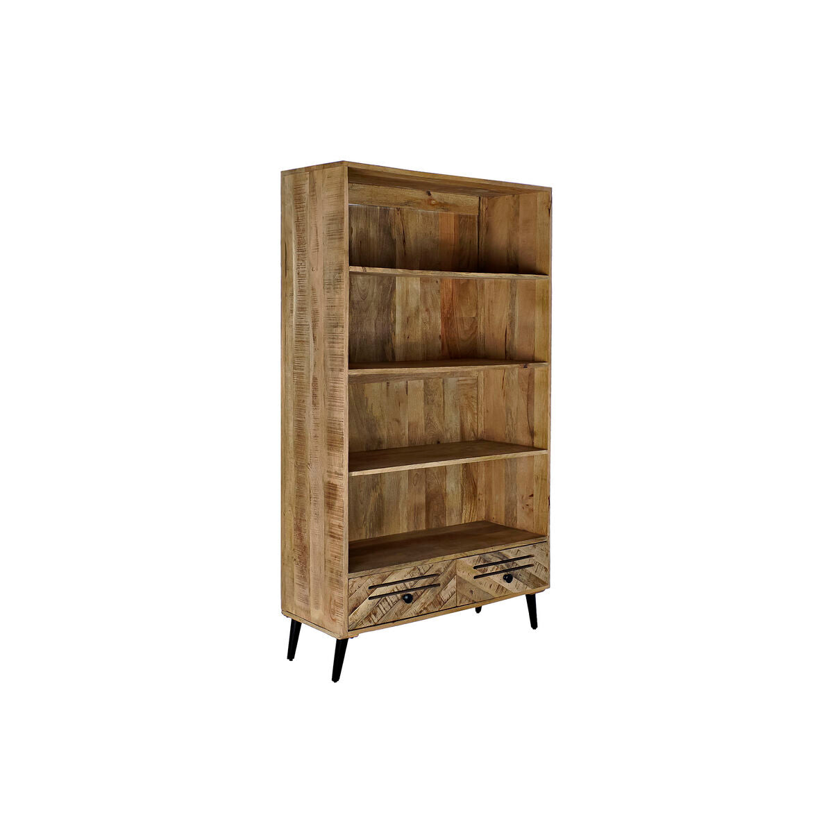 Estantería negra de metal y madera de mango, 100 x 40 x 180 cm