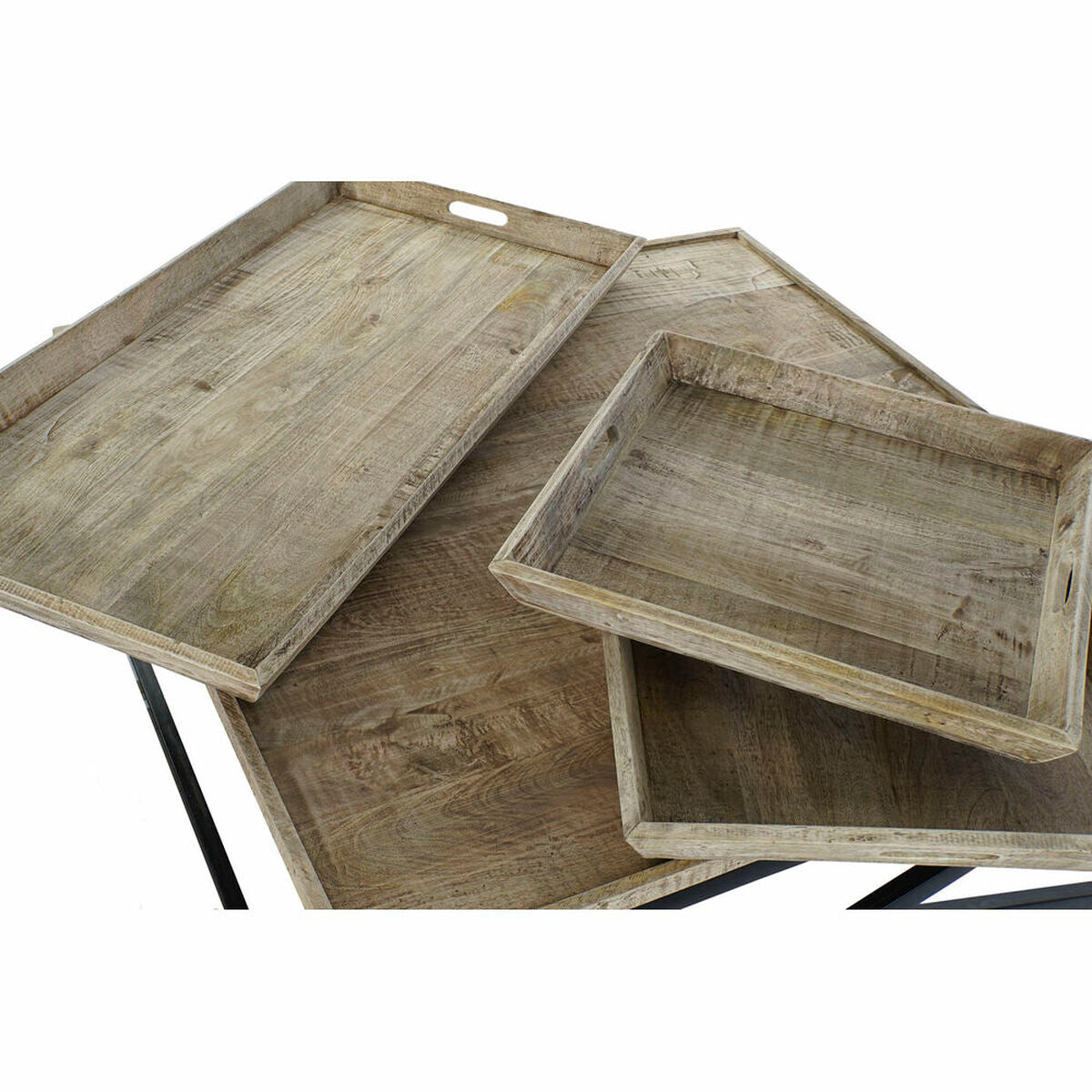 Mesa de centro con bandeja de madera y metal, 120 x 120 cm — imagen 2