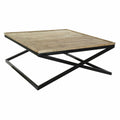Mesa de centro con bandeja de madera y metal, 120 x 120 cm