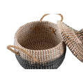 Juego de 2 cestas de hierba marina, gris y natural, 41 x 41 x 33 cm