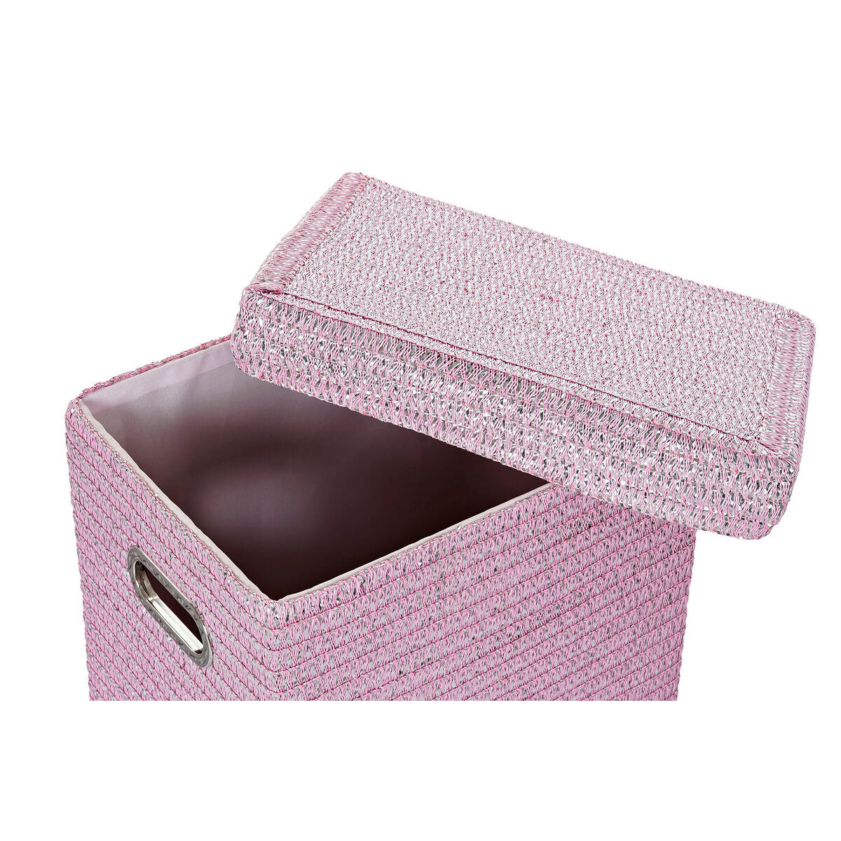 Juego de 5 cestas de polipropileno, rosa y plateado — imagen 2