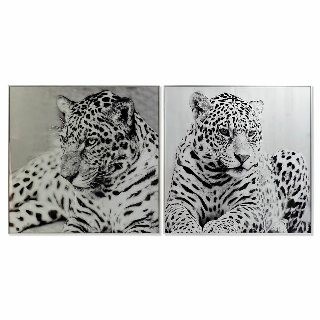 Set de 2 cuadros de aluminio y cristal, 100 x 100 cm