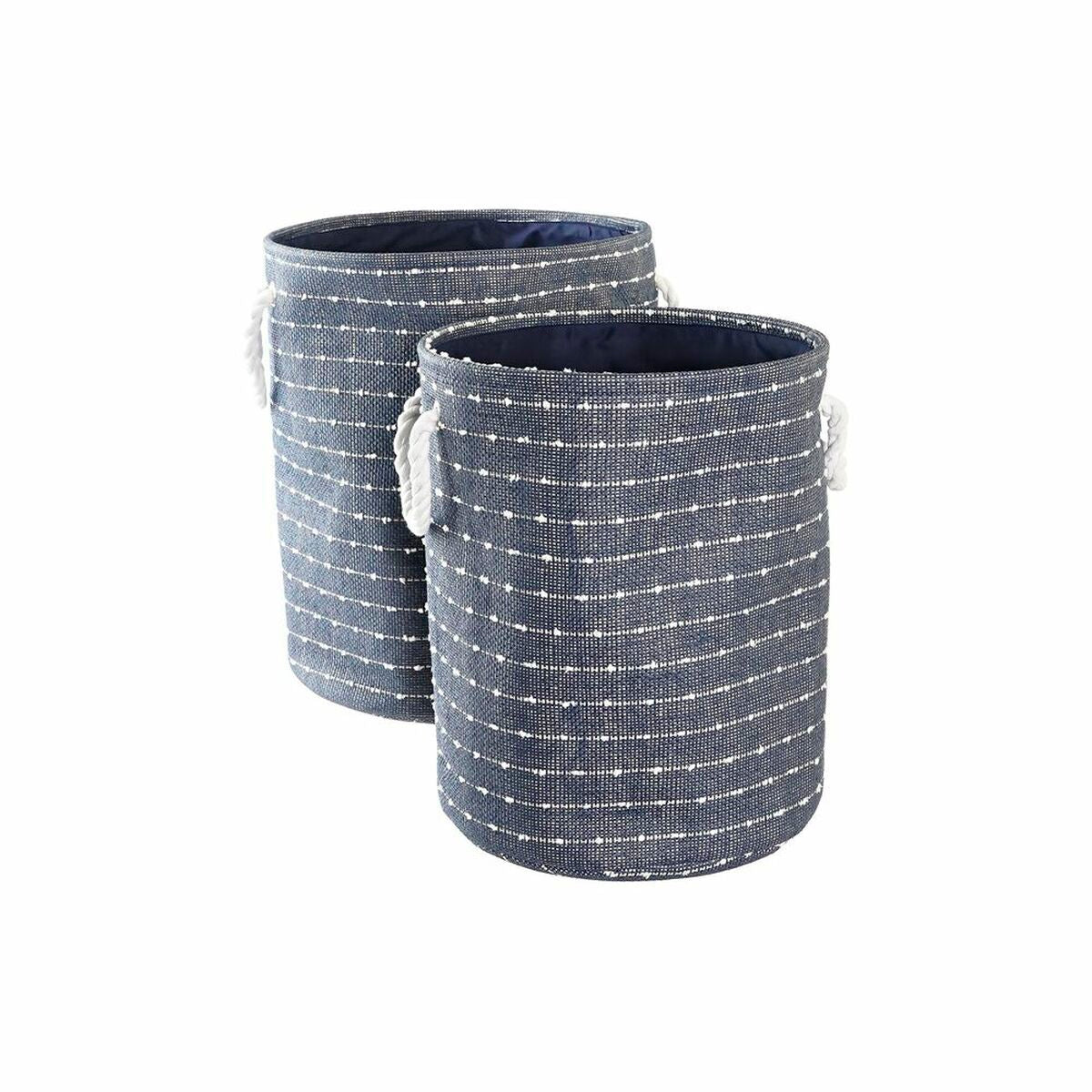 Juego de 2 cestas de poliéster blanco y azul marino, 39 cm — imagen 4