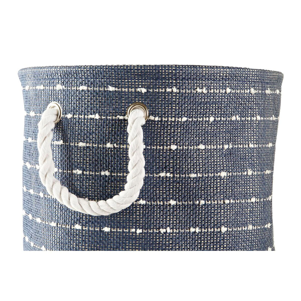 Juego de 2 cestas de poliéster blanco y azul marino, 39 cm — imagen 2