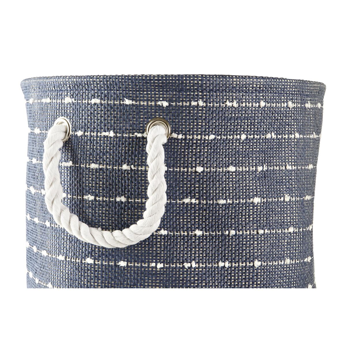 Juego de 2 cestas de poliéster blanco y azul marino, 39 cm — imagen 2