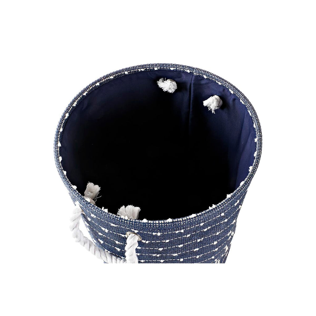 Juego de 2 cestas de poliéster blanco y azul marino, 39 cm — imagen 3