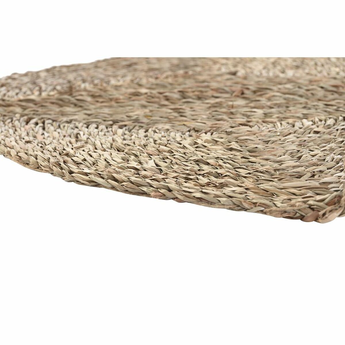 Alfombra redonda de poliéster y hierba marina, natural, 150 cm — imagen 2