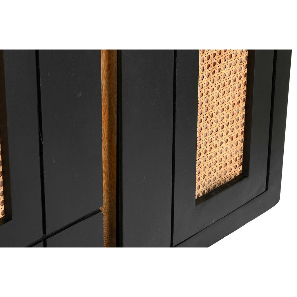 Aparador de madera de mango, ratán y metal, negro, 160 x 40 x 90 cm — imagen 7