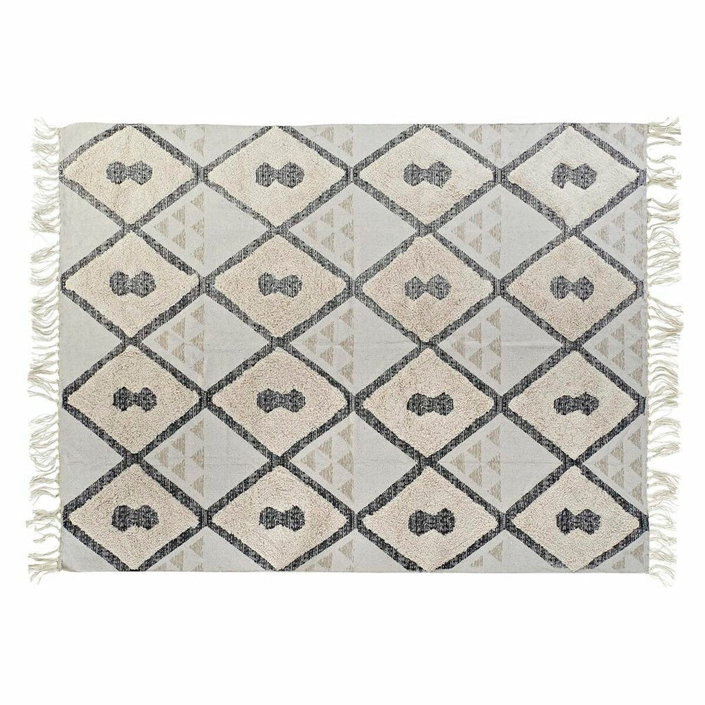 Alfombra de rombos beige, poliéster y algodón, 200 x 290 cm