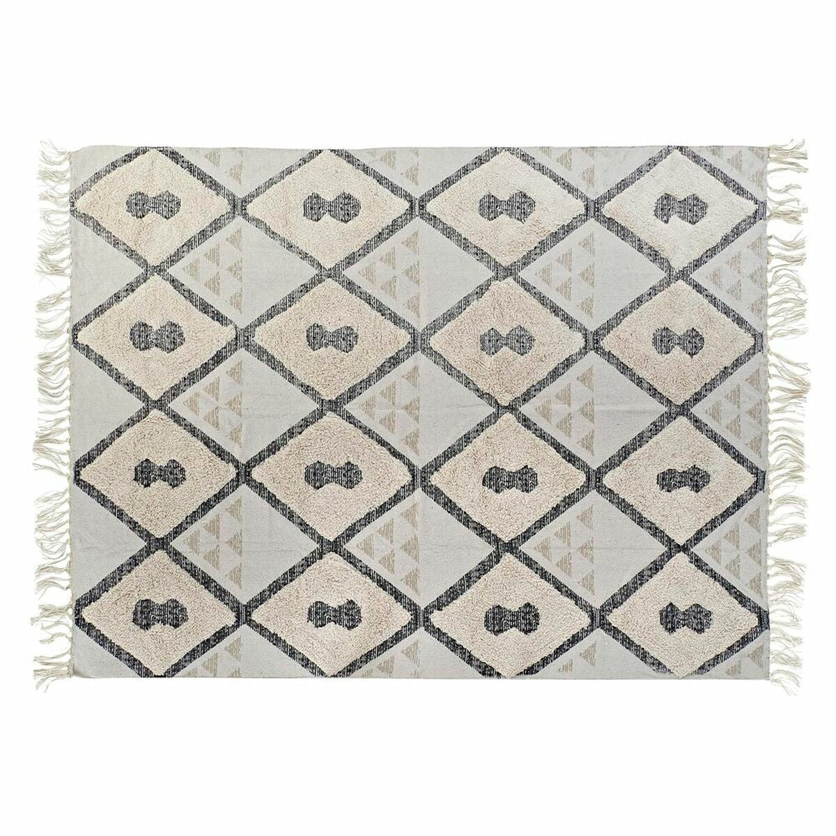 Alfombra de rombos beige, poliéster y algodón, 200 x 290 cm