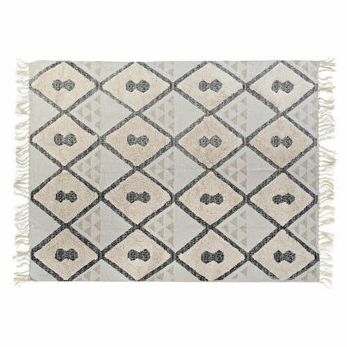 Alfombra de rombos beige, poliéster y algodón, 200 x 290 cm