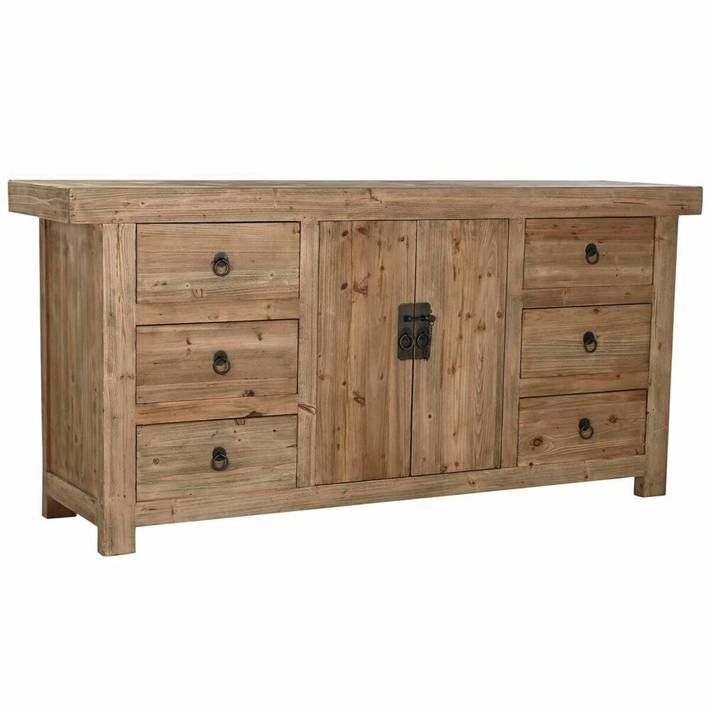 Aparador de madera natural con 6 cajones y 6 puertas, 180 cm