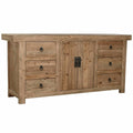 Aparador de madera natural con 6 cajones y 6 puertas, 180 cm