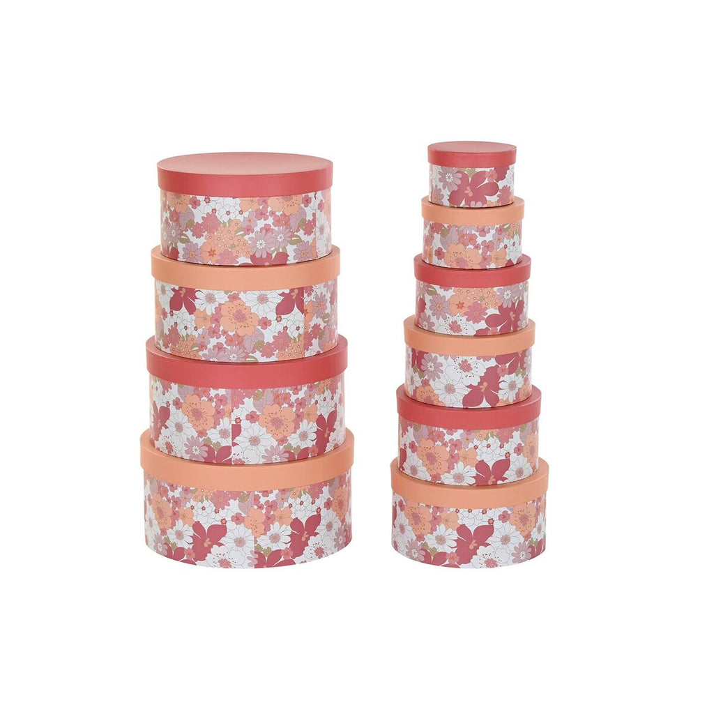 Set de 10 cajas apilables de cartón, flores y rayas