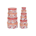 Set de 10 cajas apilables de cartón, flores y rayas