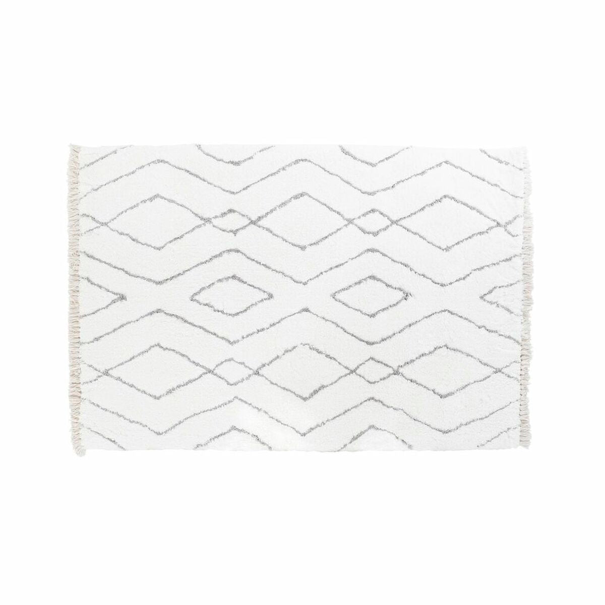 Alfombra scandi con rombos, blanco y gris, 120 x 180 cm