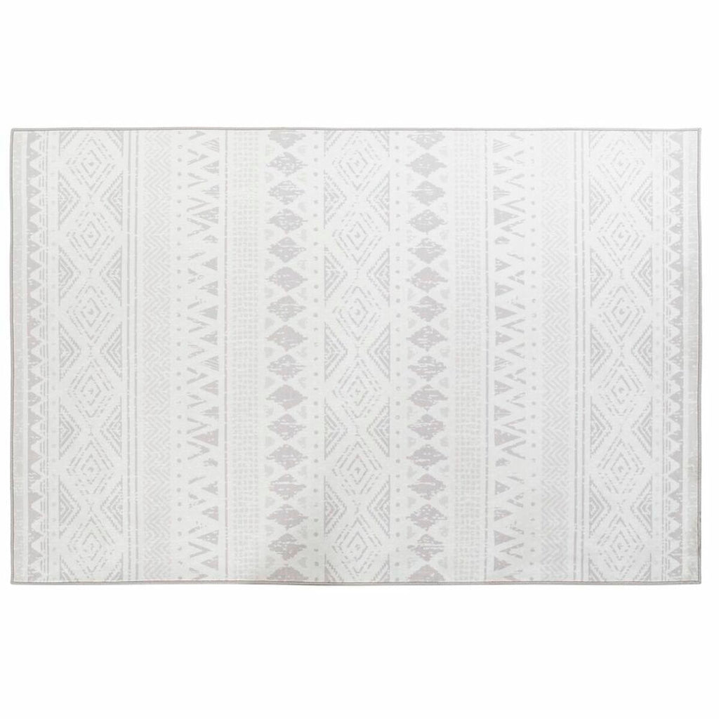 Alfombra de poliéster con estampado Ikat, beige y blanco, 200 x 290 cm