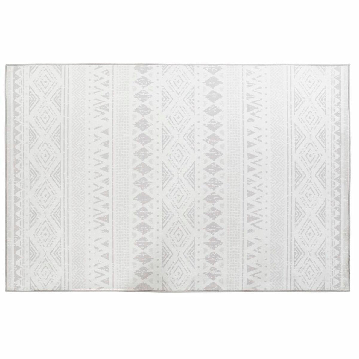 Alfombra de poliéster con estampado Ikat, beige y blanco, 200 x 290 cm
