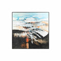 Cuadro lienzo cuadrado pintado a mano en azul y negro