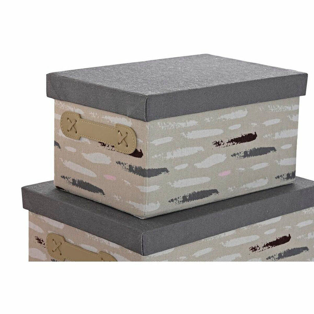 Set de 3 cajas organizadoras apilables marrón, gris y naranja — imagen 2