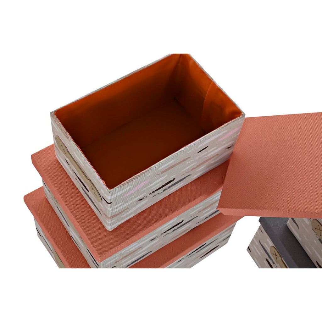 Set de 3 cajas organizadoras apilables marrón, gris y naranja — imagen 3