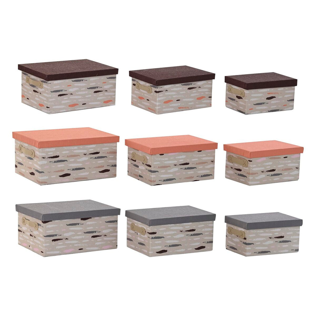 Set de 3 cajas organizadoras apilables marrón, gris y naranja — imagen 4