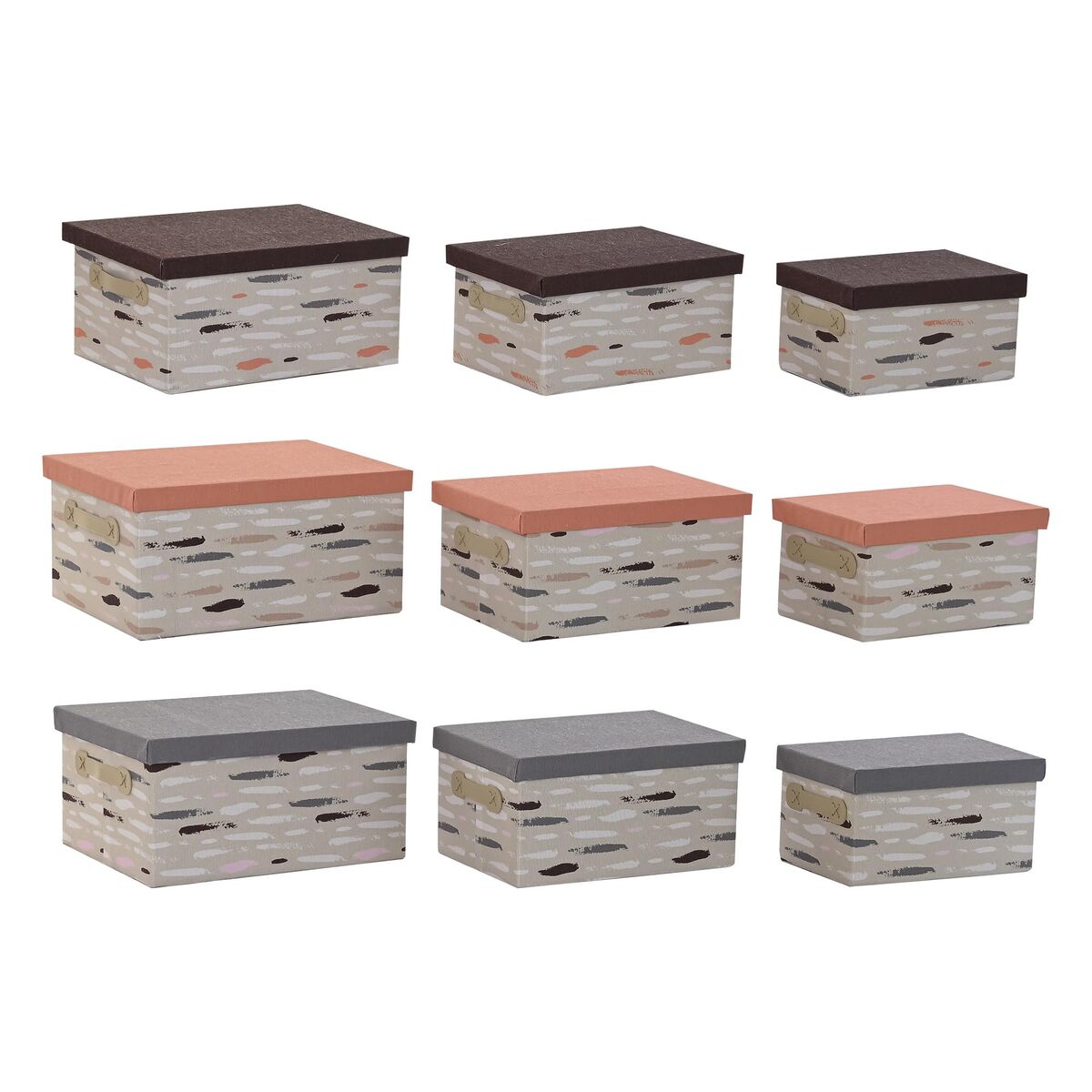 Set de 3 cajas organizadoras apilables marrón, gris y naranja — imagen 4