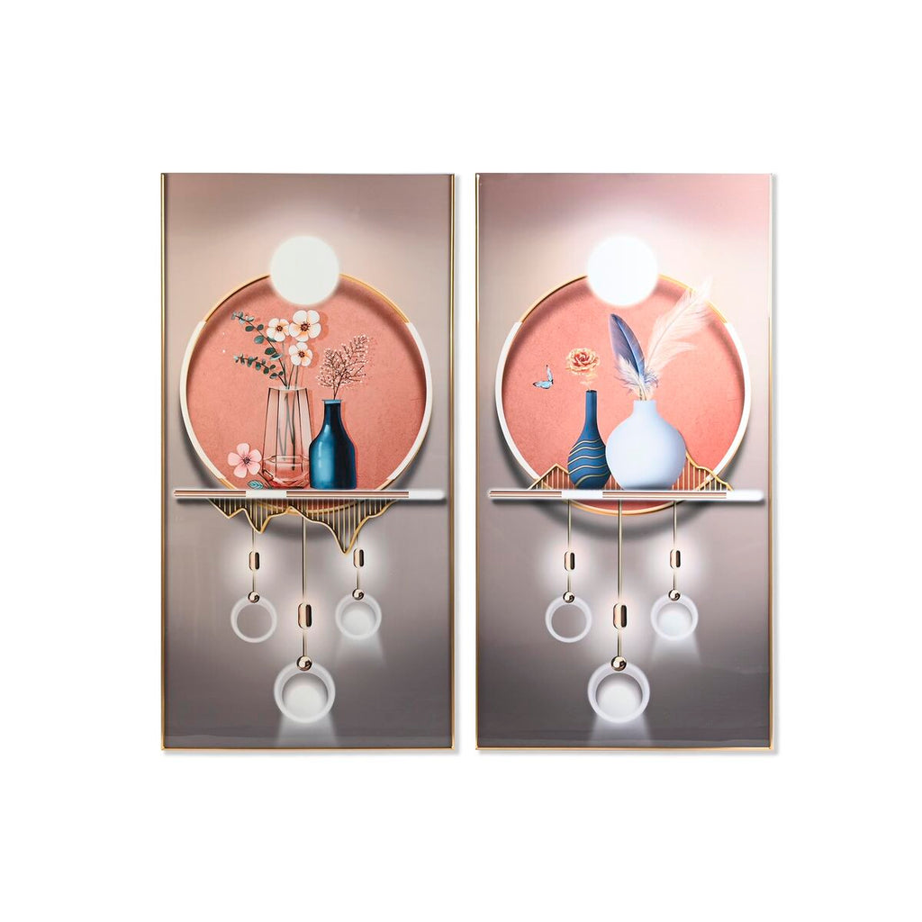Juego de 2 cuadros glamour con jarrón, 80 x 3 x 160 cm