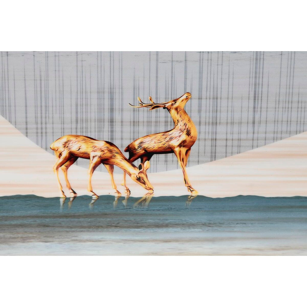 Cuadro glamour gris y dorado, hoja de planta, 80 x 3 x 160 cm — imagen 3