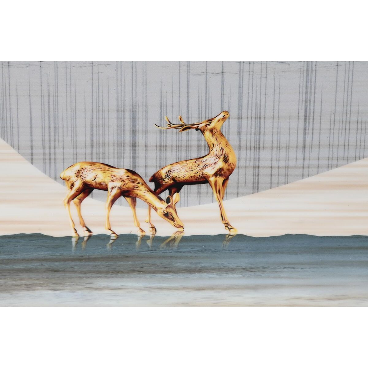 Cuadro glamour gris y dorado, hoja de planta, 80 x 3 x 160 cm — imagen 3