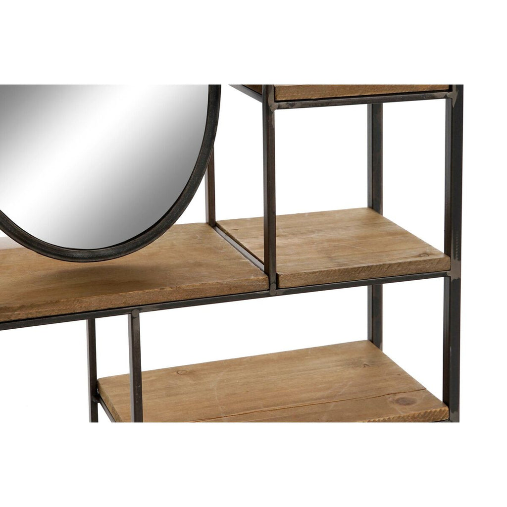 Estantería loft negra de madera y espejo, 4 estantes — imagen 2