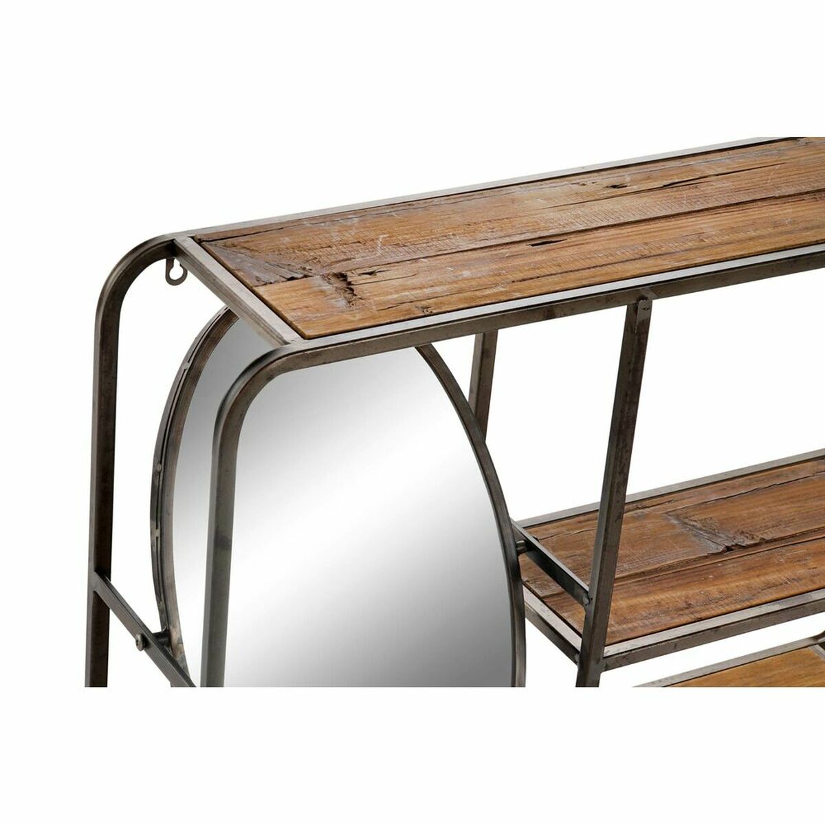 Estantería loft negra de madera, metal y espejo, 2 estantes — imagen 4