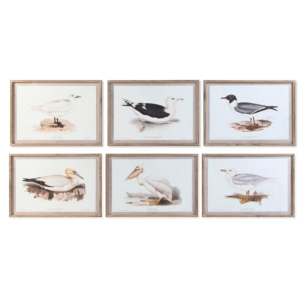Cuadro tradicional con pájaros, cristal y abeto, 70 x 2,5 x 50 cm