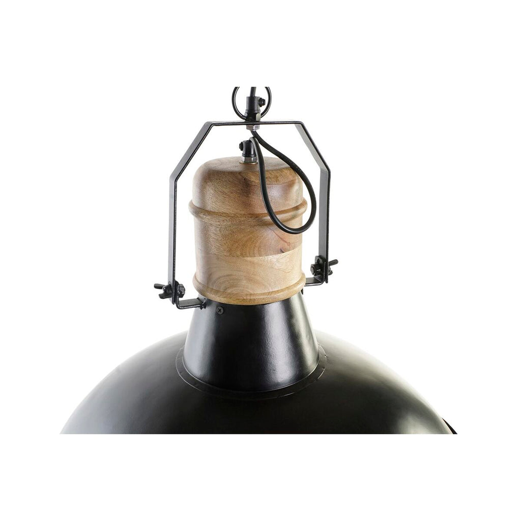 Lámpara de techo de hierro y madera de mango, negra y marrón, 52 x 52 x 57 cm — imagen 4