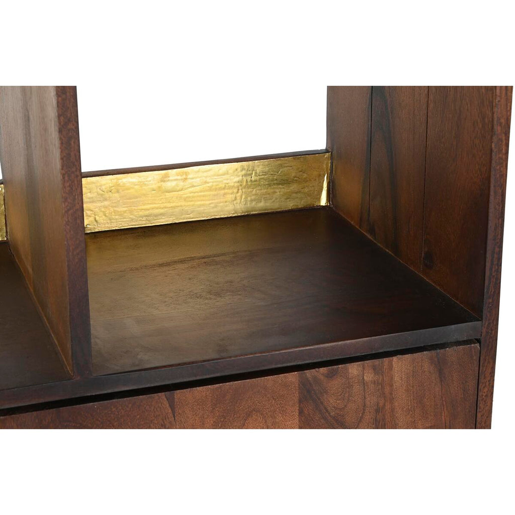 Estantería negra y dorada de metal y madera, 90 x 35 x 200 cm — imagen 2