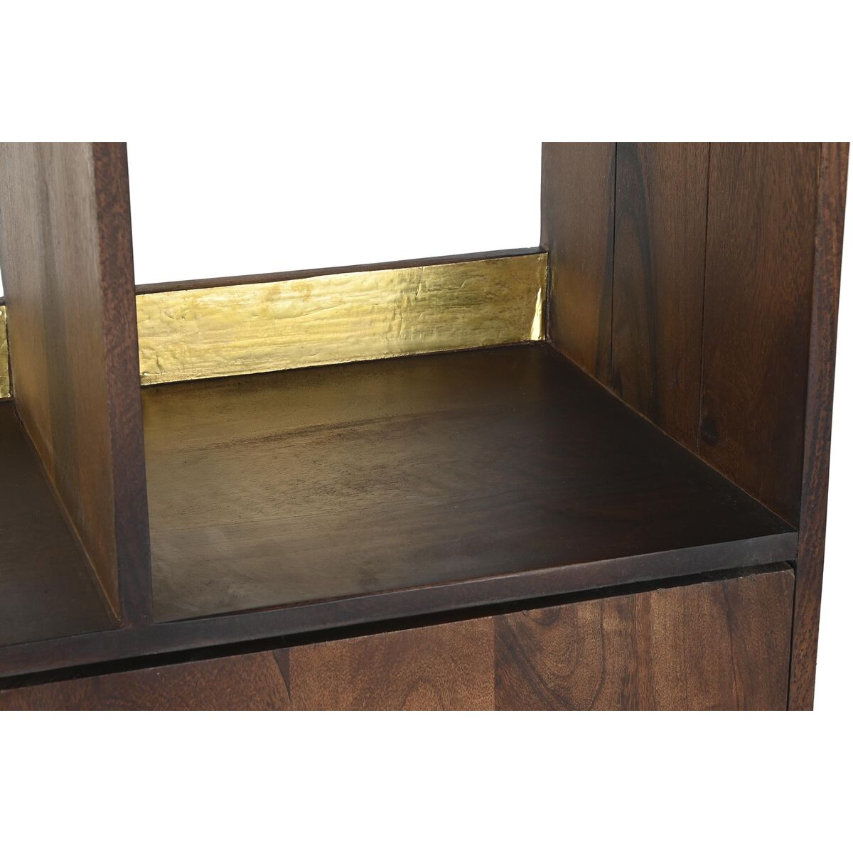 Estantería negra y dorada de metal y madera, 90 x 35 x 200 cm — imagen 2