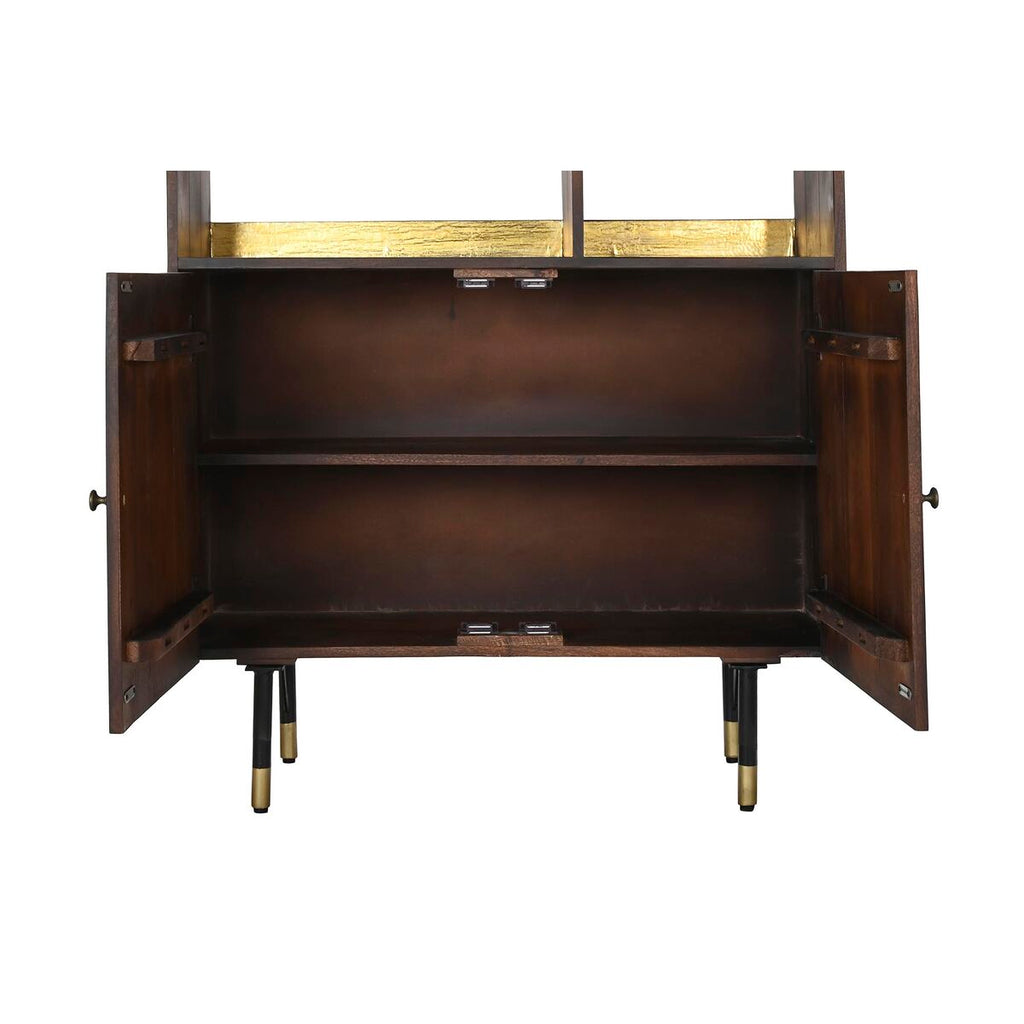 Estantería negra y dorada de metal y madera, 90 x 35 x 200 cm — imagen 3
