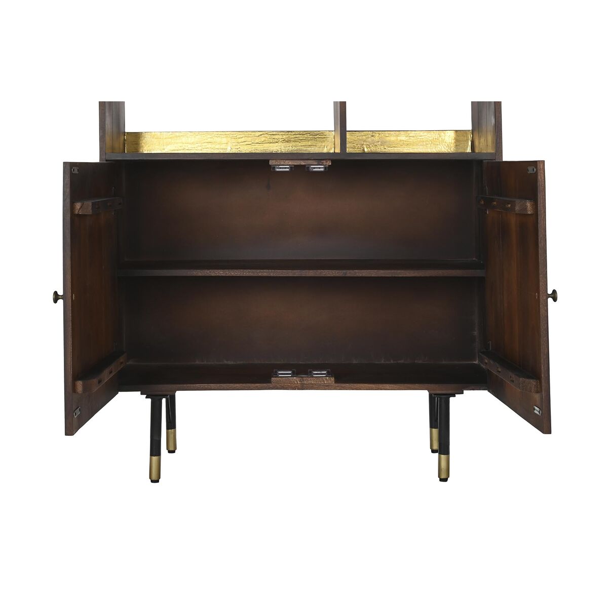 Estantería negra y dorada de metal y madera, 90 x 35 x 200 cm — imagen 3