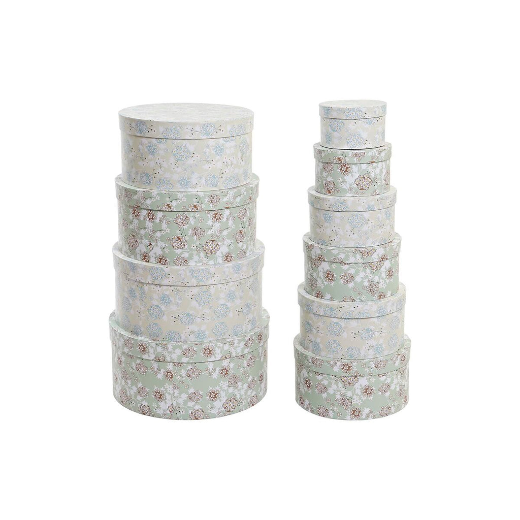 Set de 10 cajas organizadoras de cartón, verde y beige
