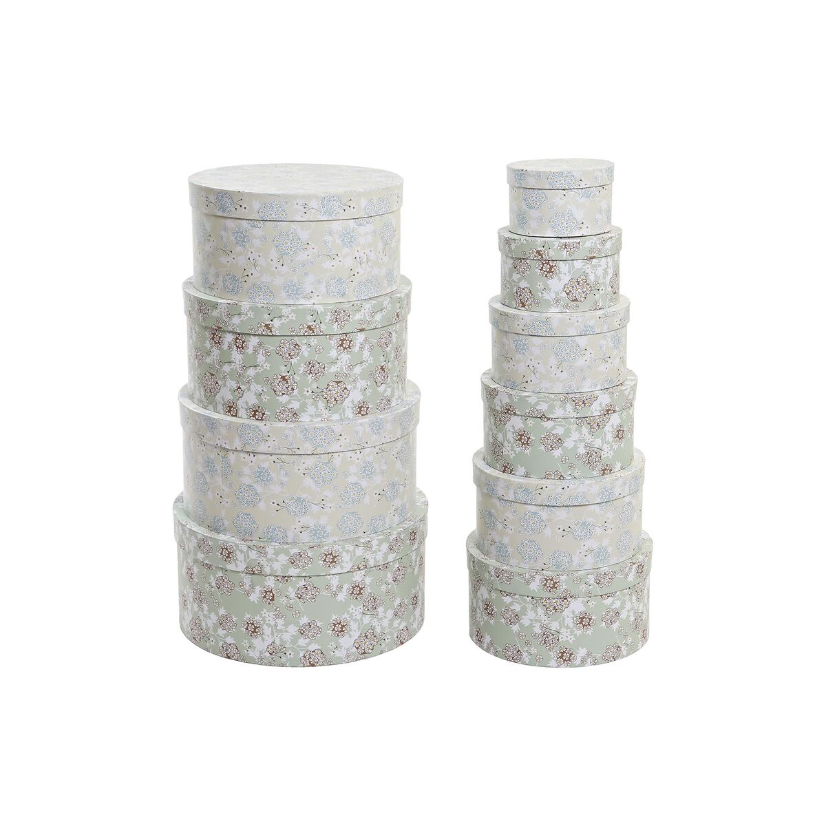Set de 10 cajas organizadoras de cartón, verde y beige