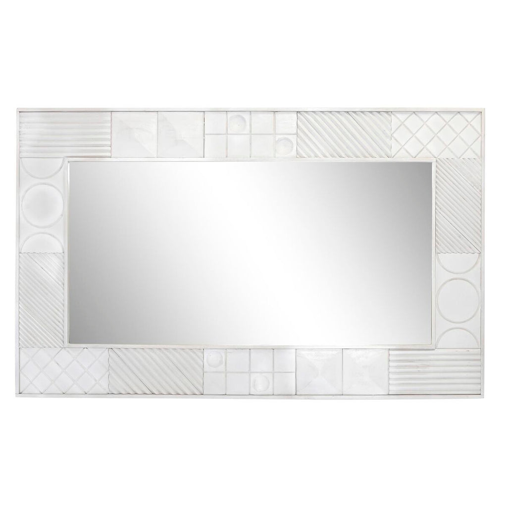 Espejo de pared blanco con rombos, 154 x 4 x 94 cm