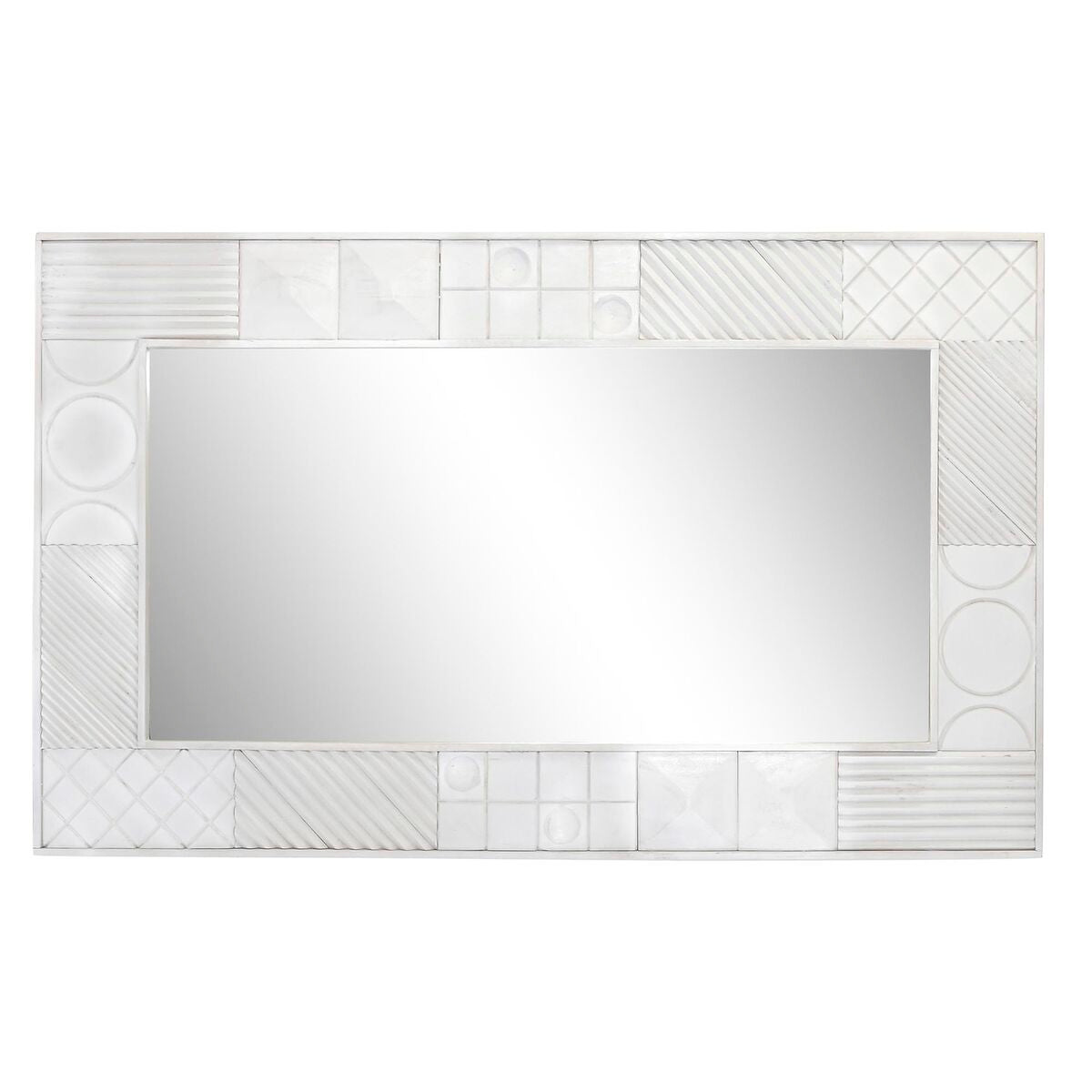 Espejo de pared blanco con rombos, 154 x 4 x 94 cm