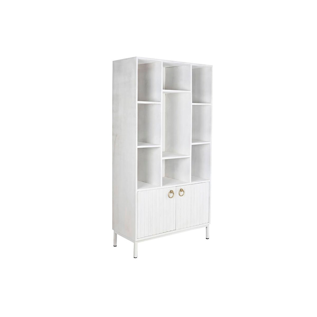 Estantería blanca de metal y madera de mango, 90 x 40 x 180 cm