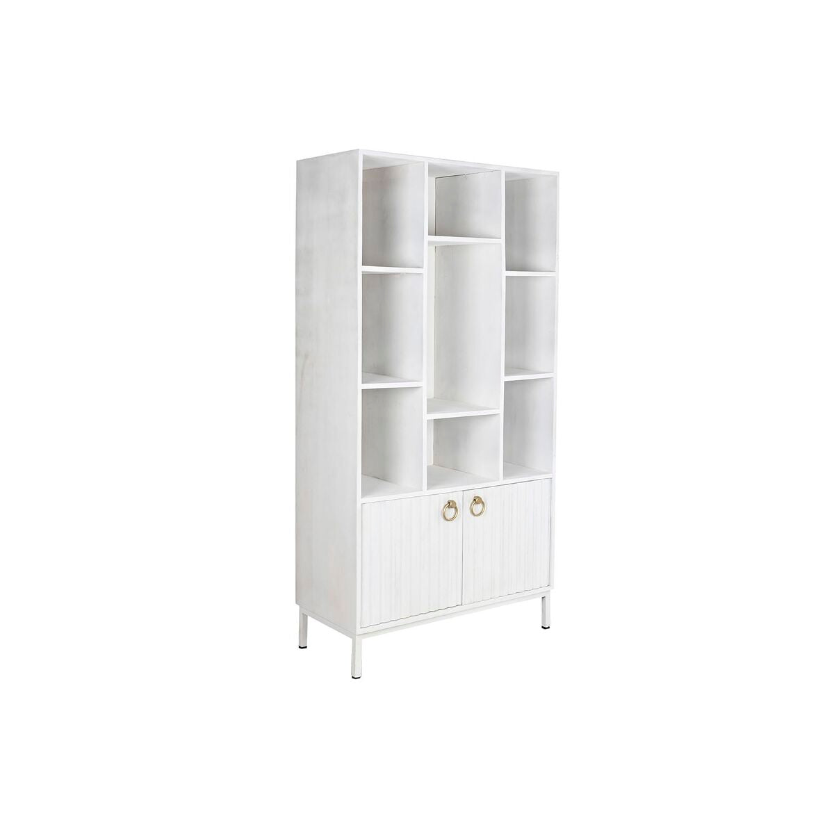 Estantería blanca de metal y madera de mango, 90 x 40 x 180 cm